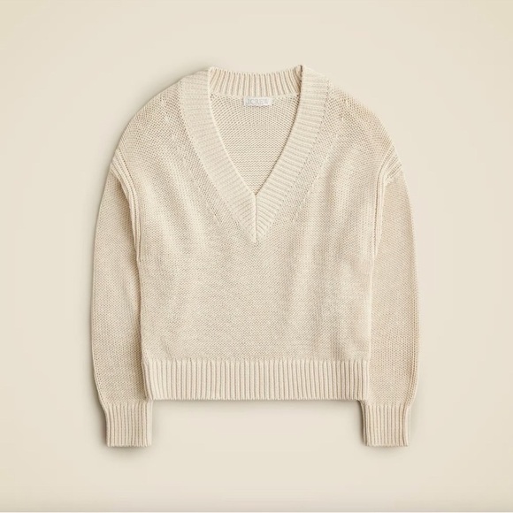 J. Crew Relaxed V-Neck Sweater NWT Top Rated Sz L 💯% Cotton - Picture 2 of 9